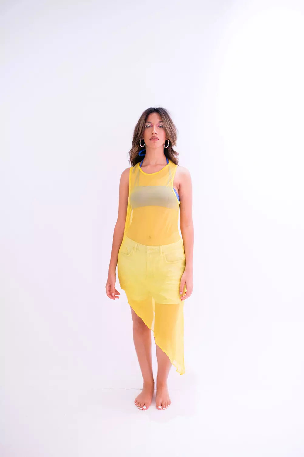 Diagonaled beach cover-up