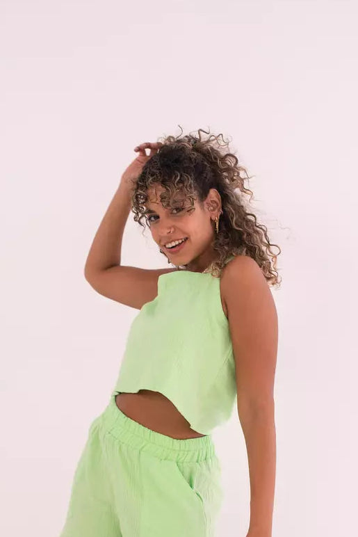 oversized bubble crop top