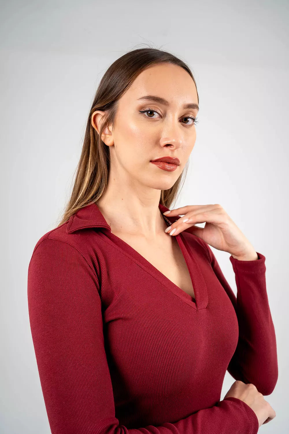 V-Neck Ribbed Top