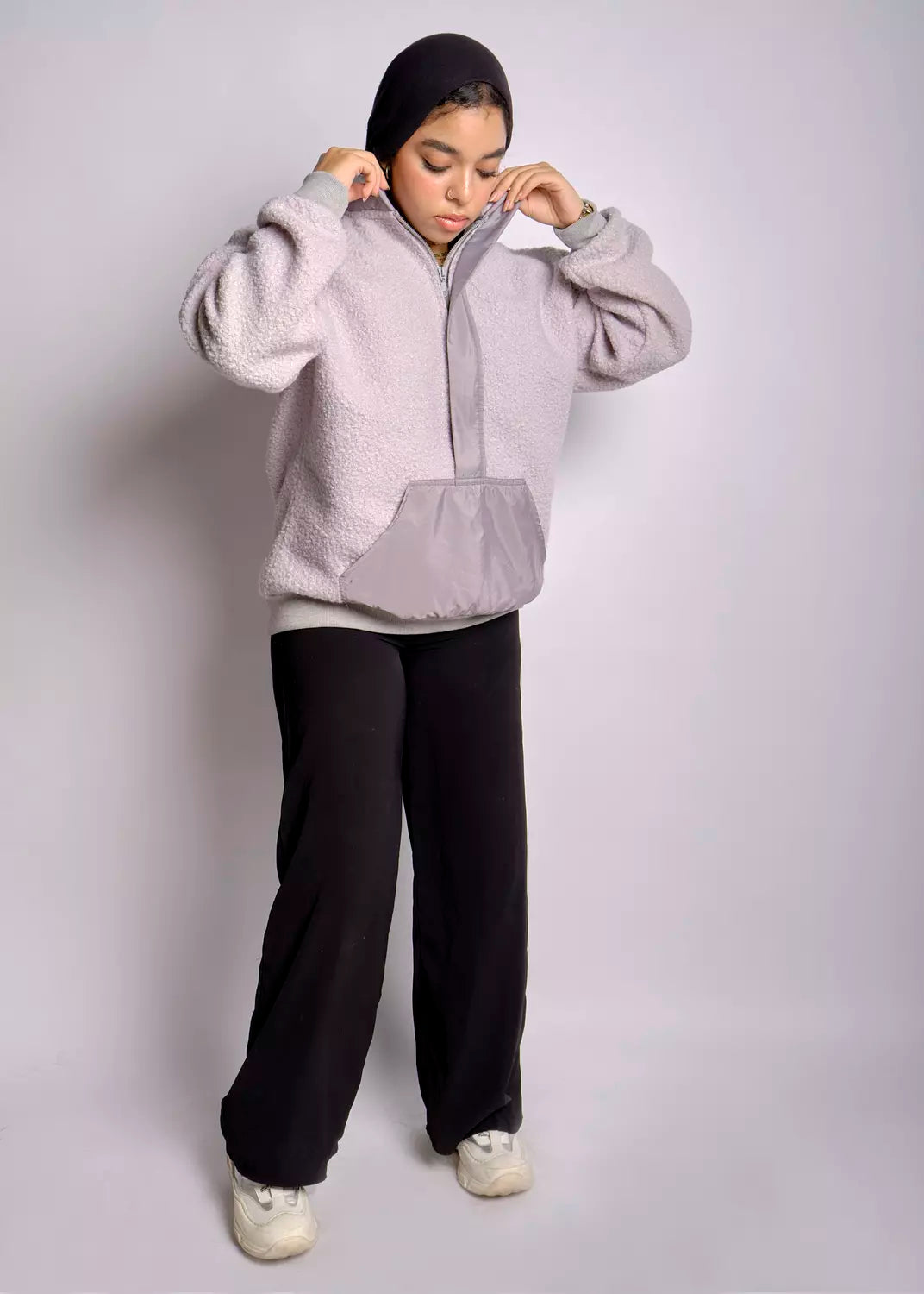 oversize half-zipped  sweatshirt