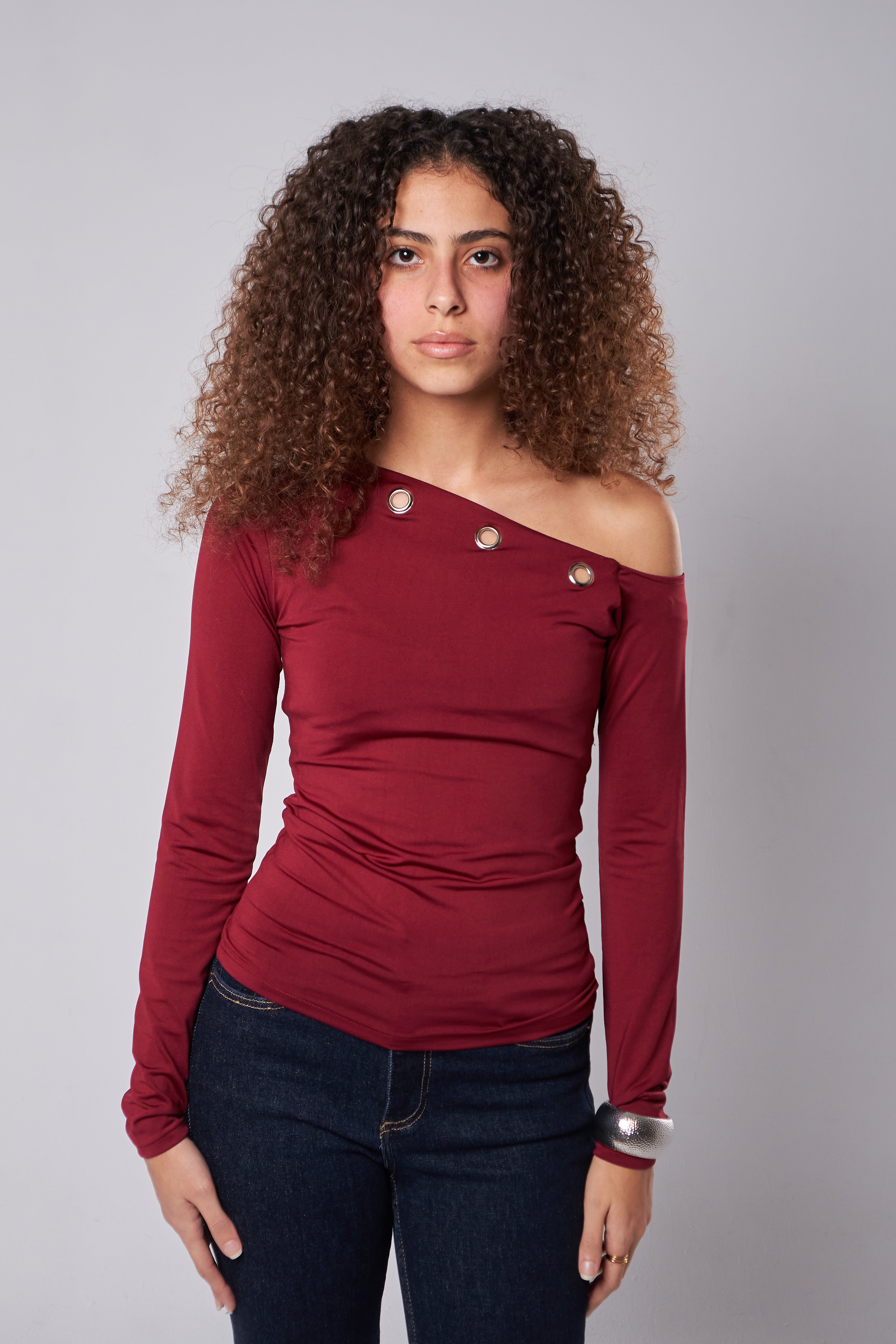 Asymmetric Off-Shoulder Ring Top