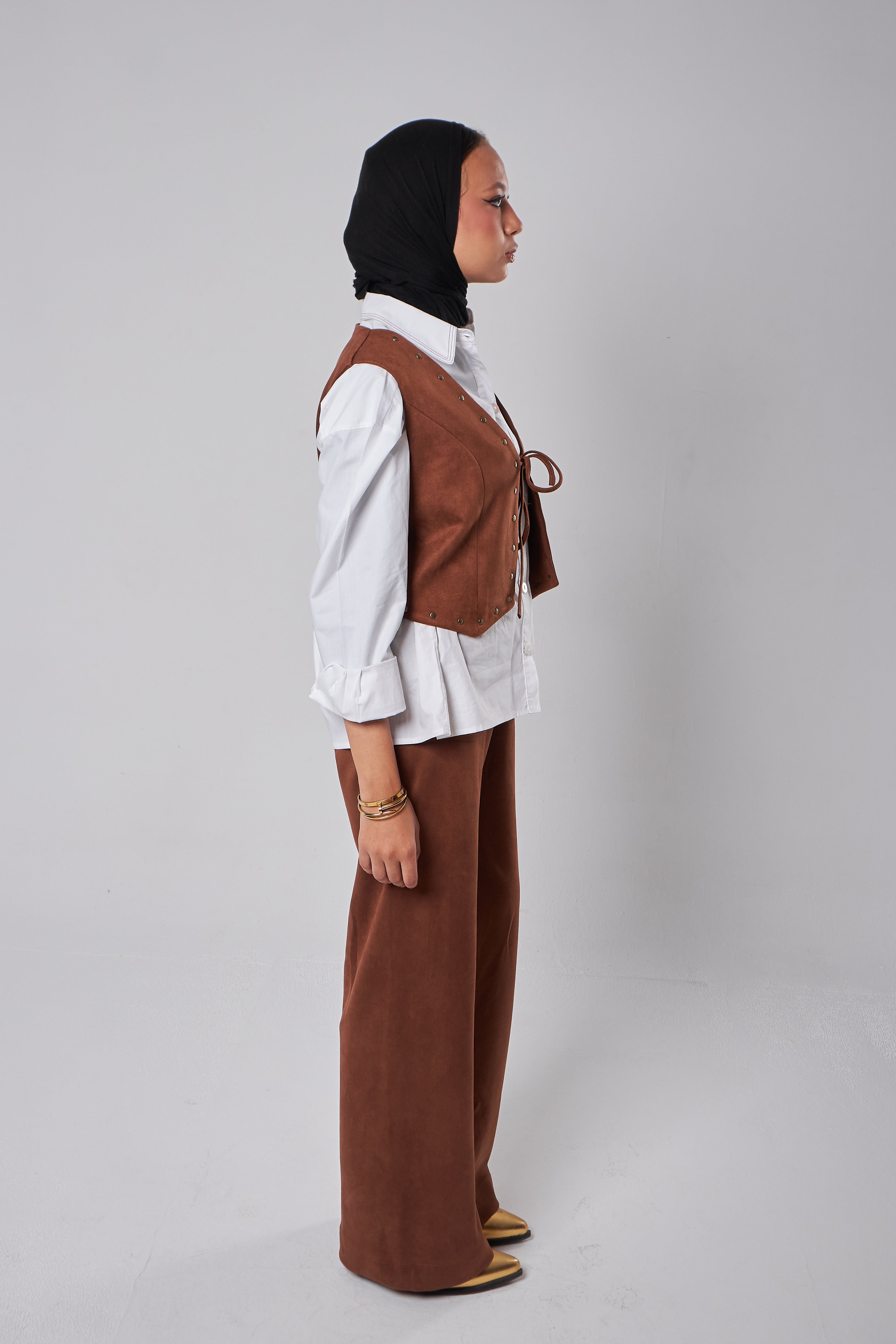 Luxe Suede Oxide-Stud Vest