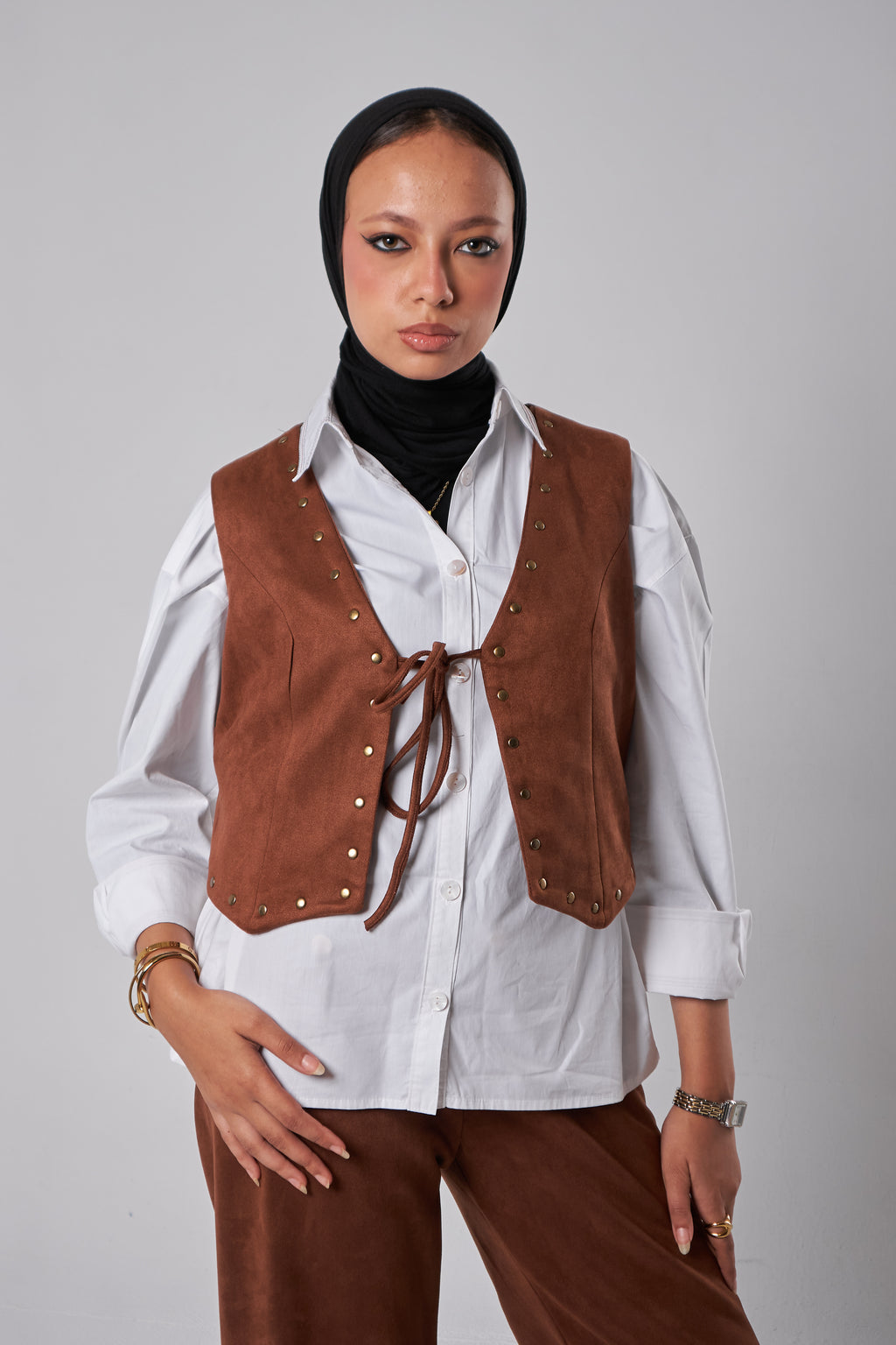 Luxe Suede Oxide-Stud Vest