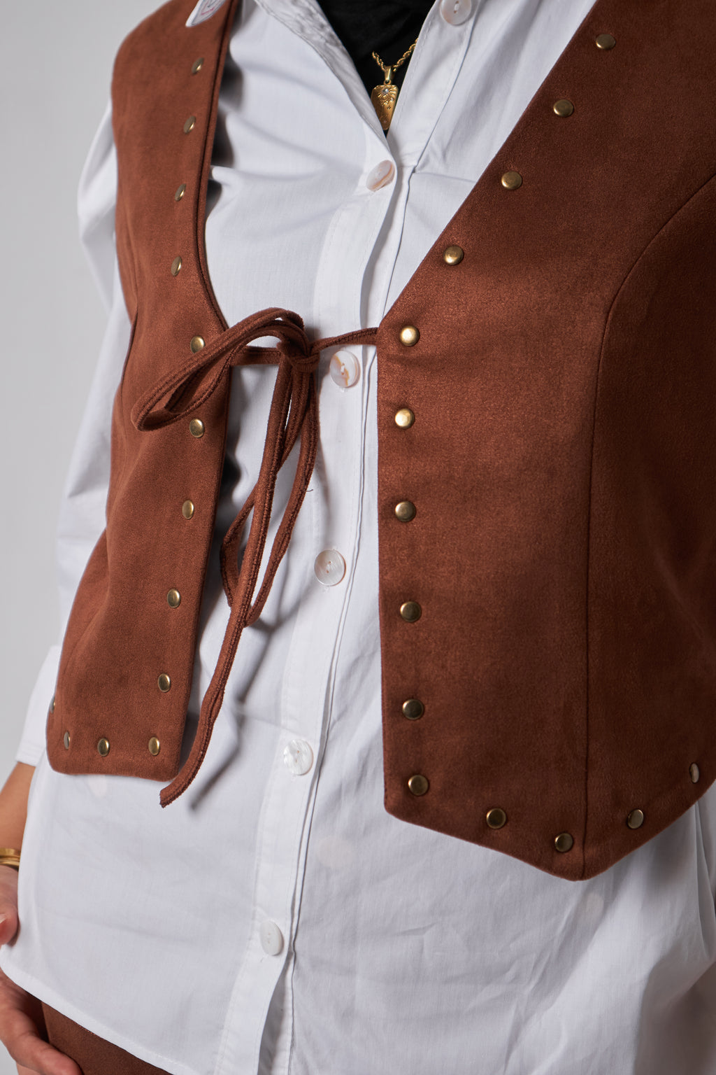 Luxe Suede Oxide-Stud Vest