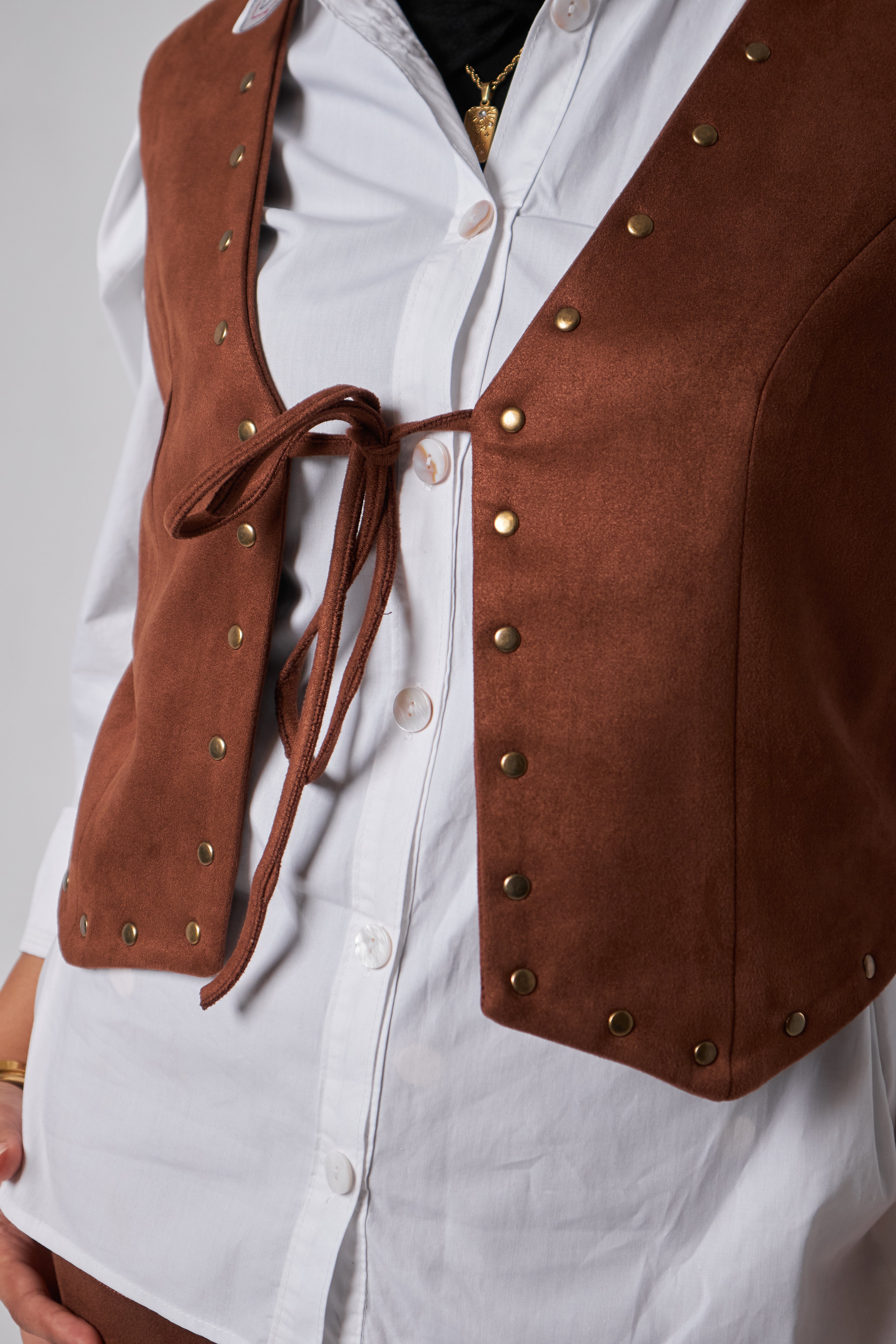 Luxe Suede Oxide-Stud Vest