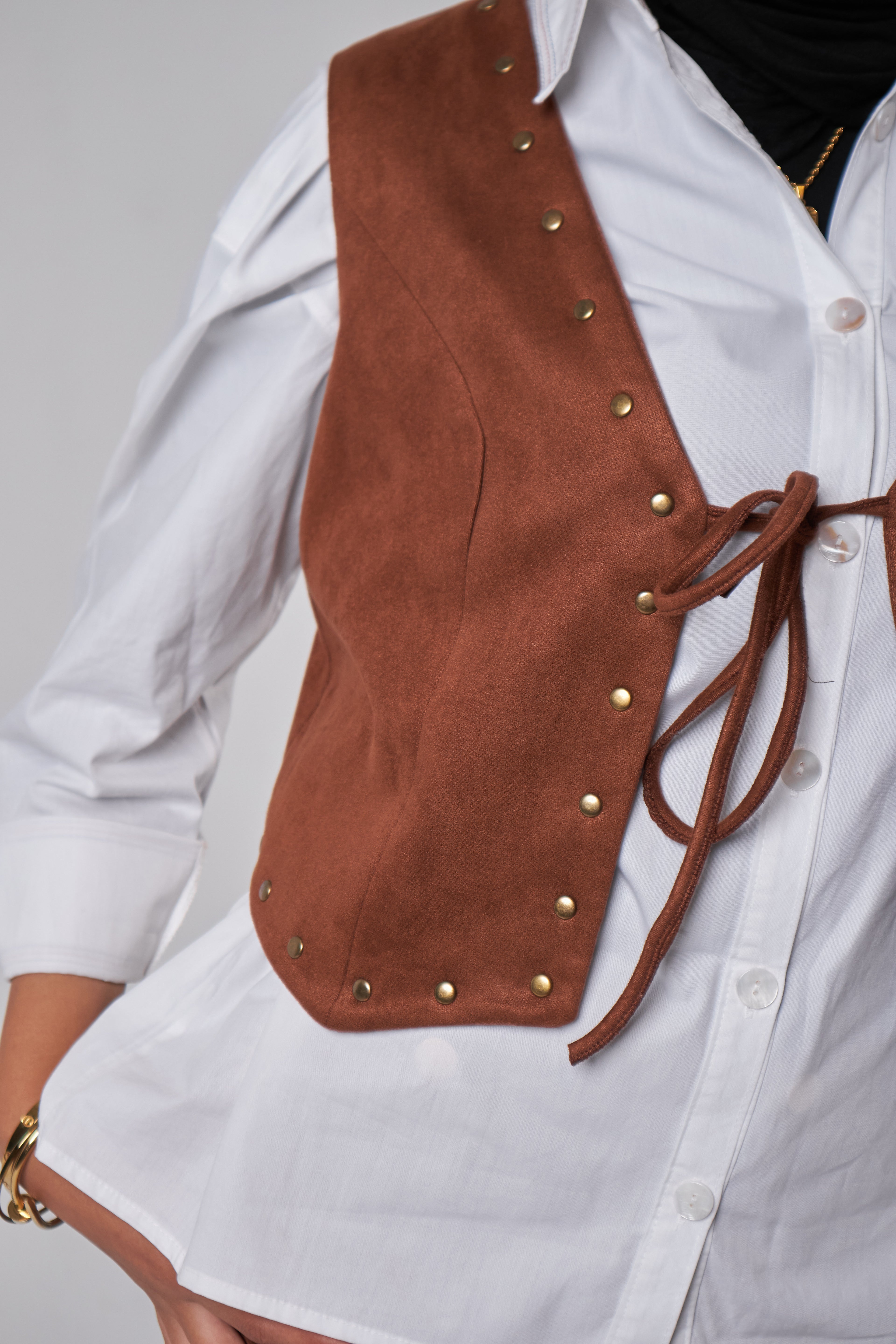 Luxe Suede Oxide-Stud Vest