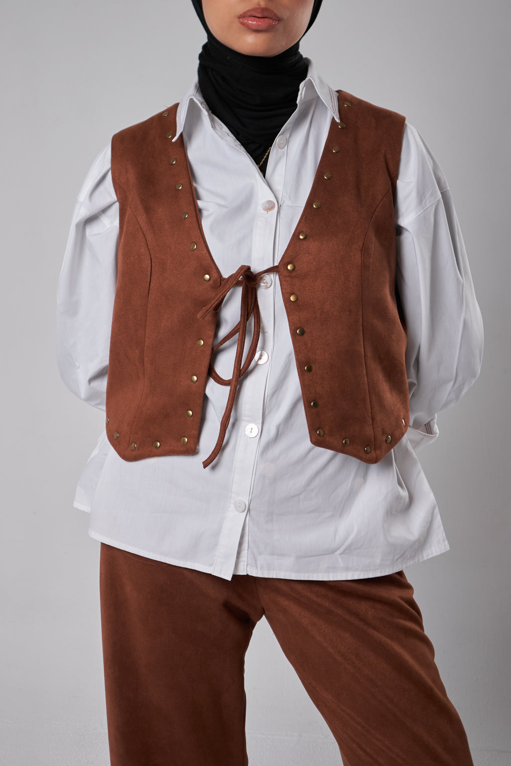 Luxe Suede Oxide-Stud Vest