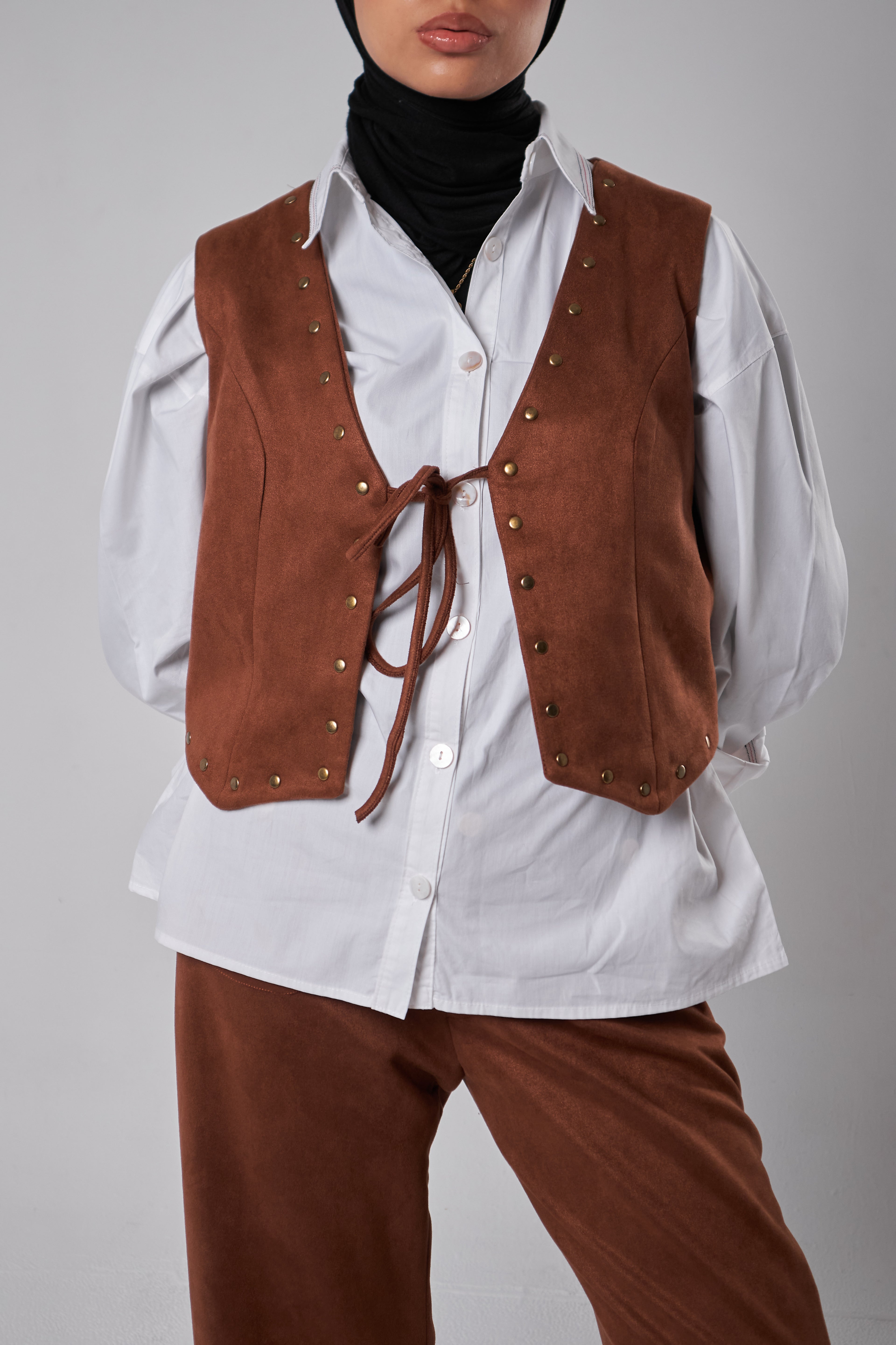 Luxe Suede Oxide-Stud Vest