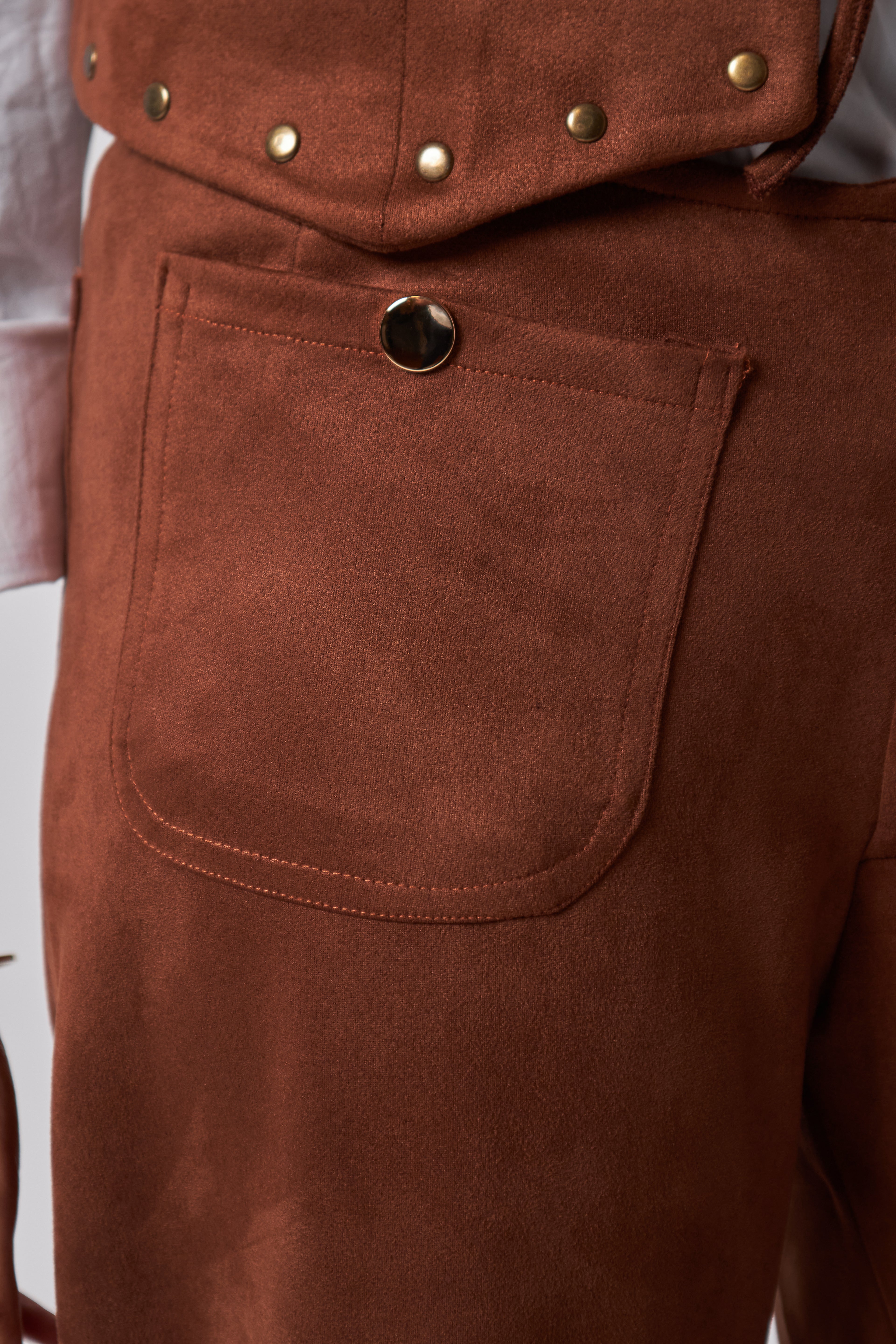 Luxe Suede Straight-Leg High-Waist Pants