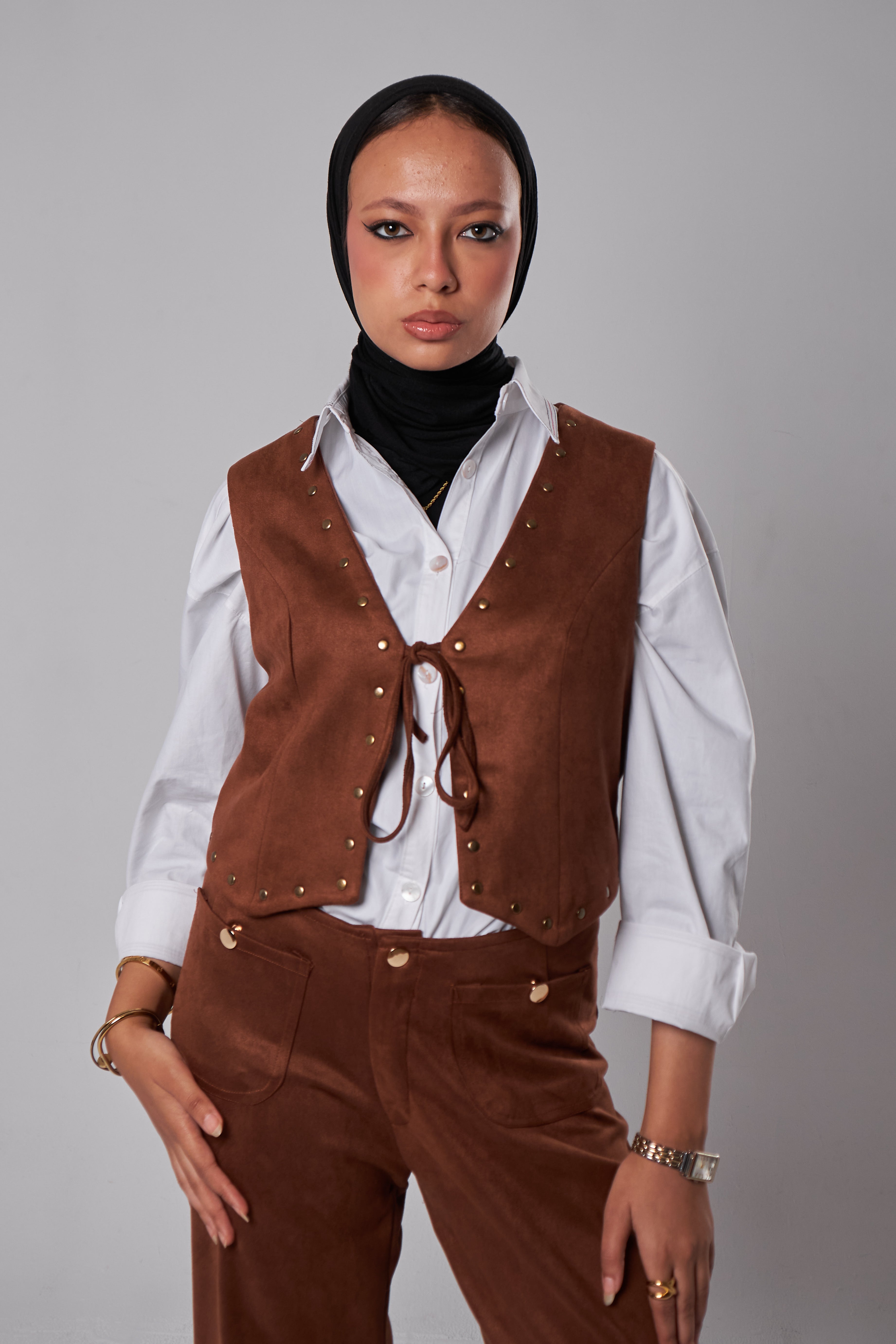 Luxe Suede Oxide-Stud Vest