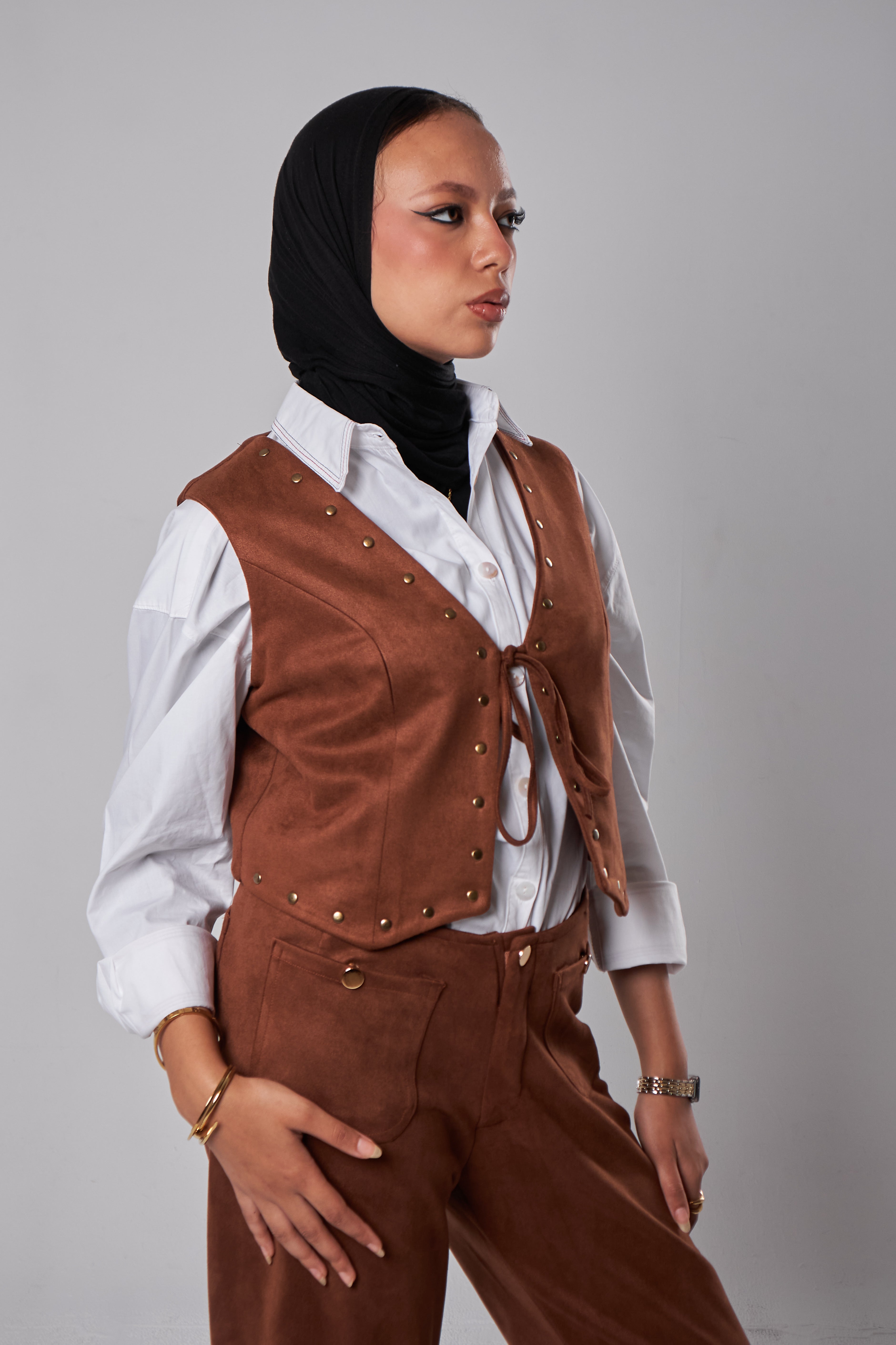 Luxe Suede Oxide-Stud Vest