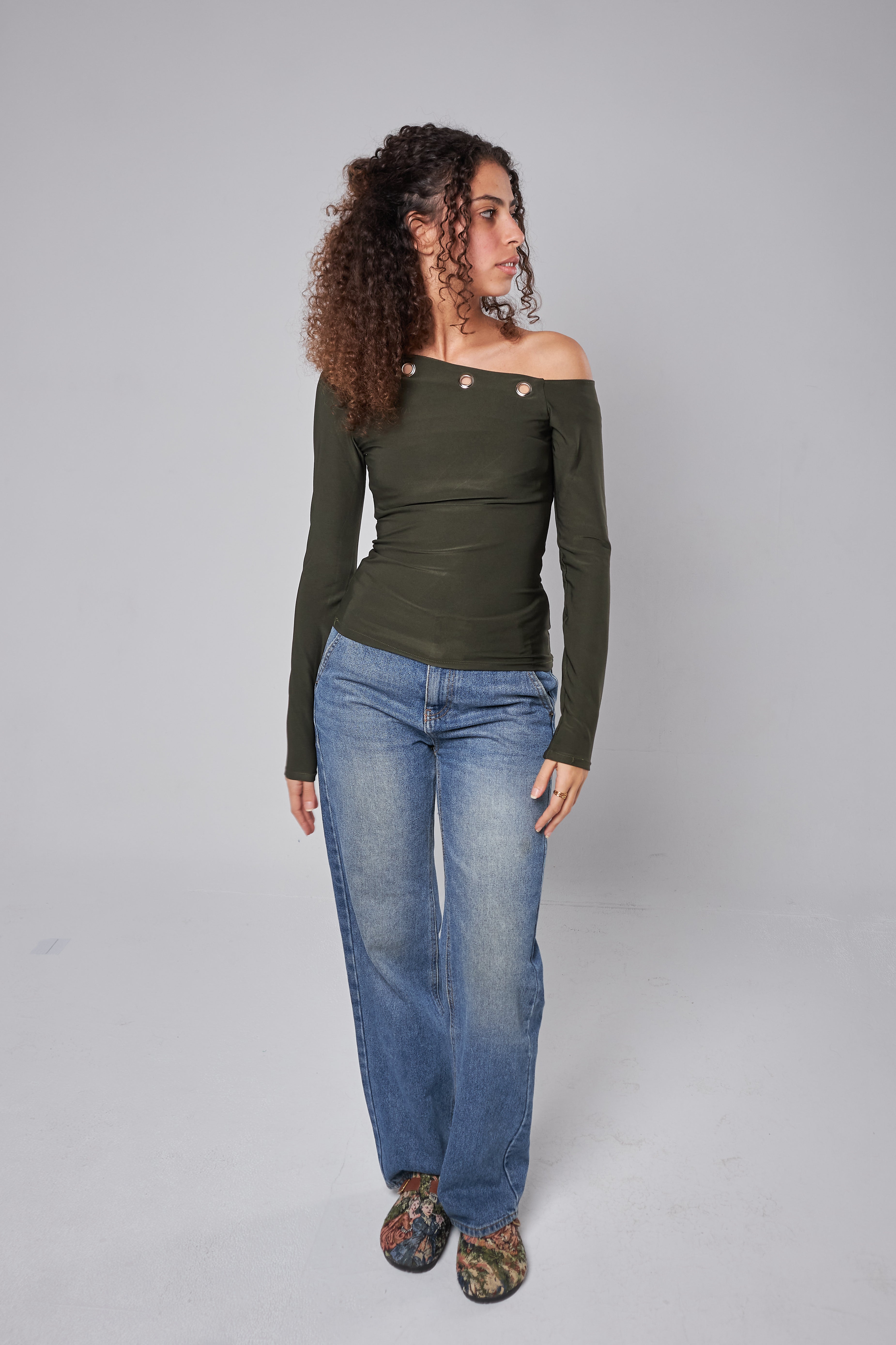 Asymmetric Off-Shoulder Ring Top