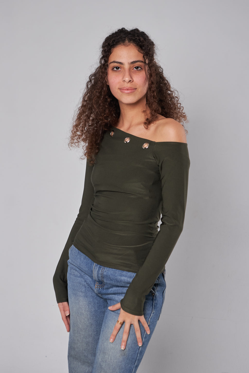 Asymmetric Off-Shoulder Ring Top
