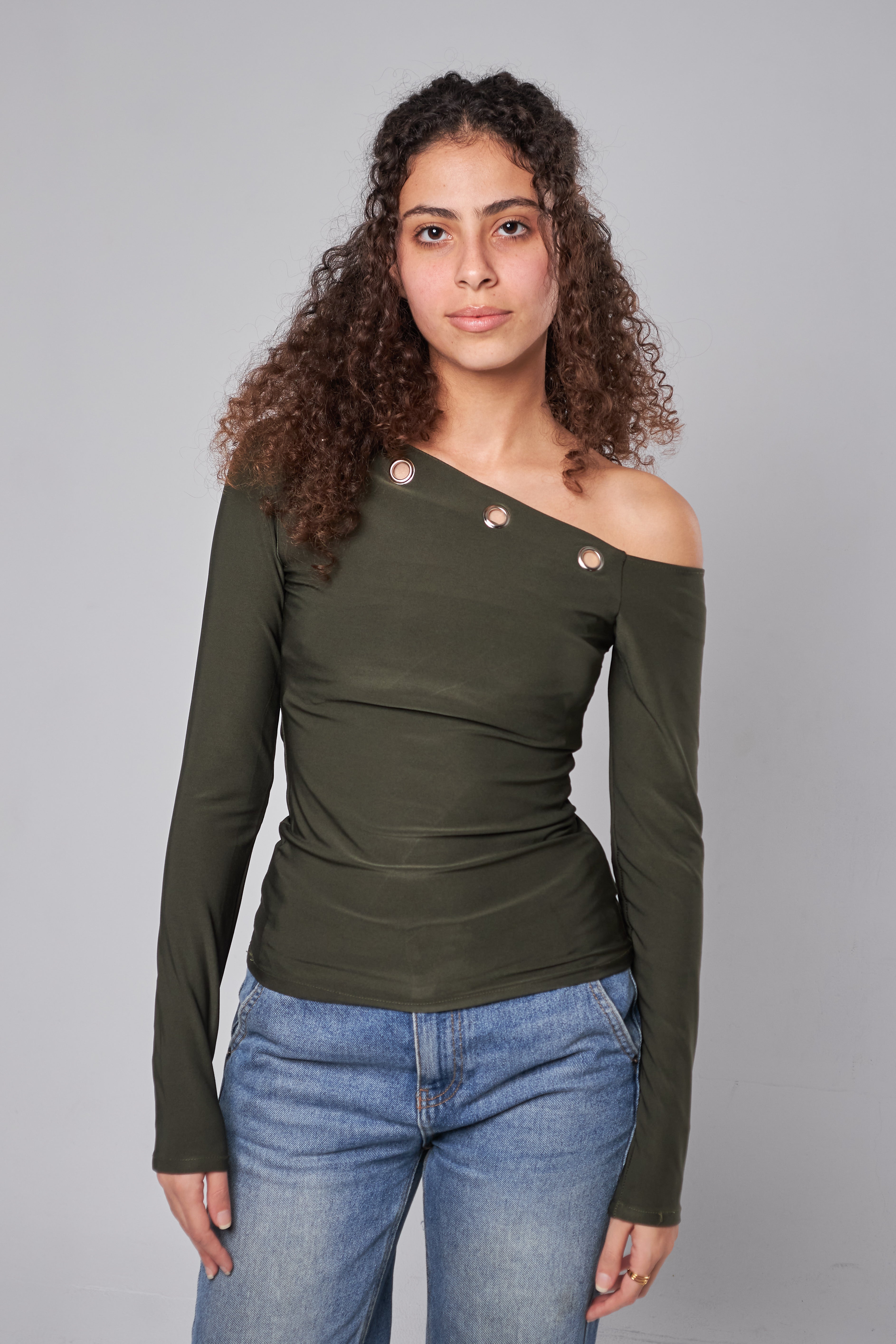 Asymmetric Off-Shoulder Ring Top