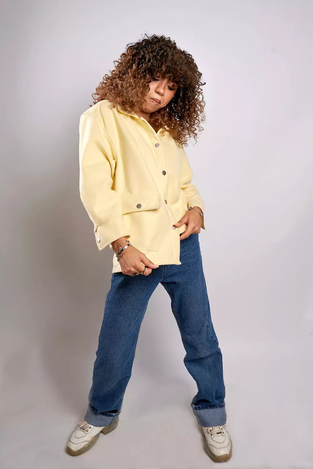 Assymetric Wool Snap Jacket