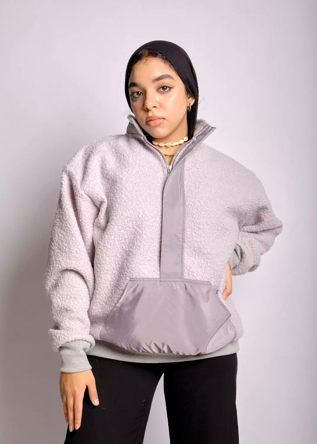 oversize half-zipped  sweatshirt