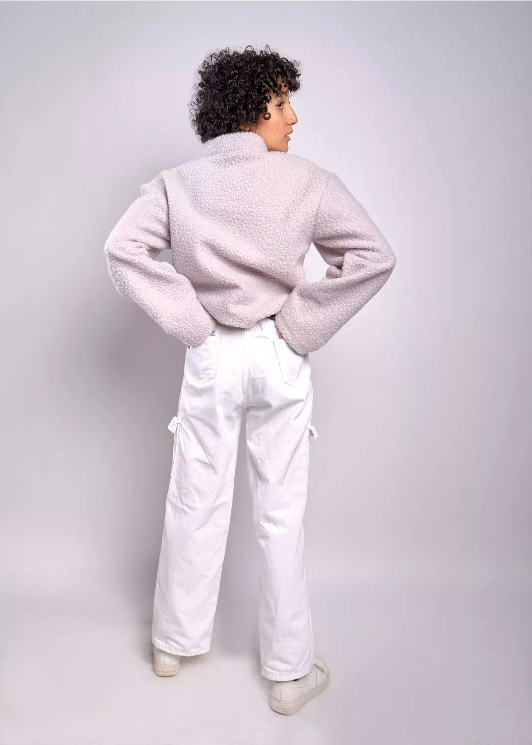 faux fur zip-up sweater