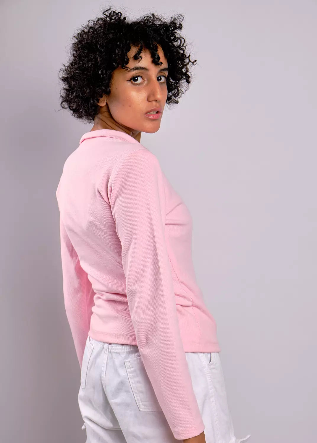 V-NECK basic ribbed top