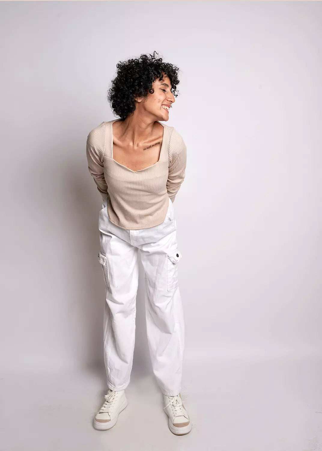 squared-neck basic ribbed top