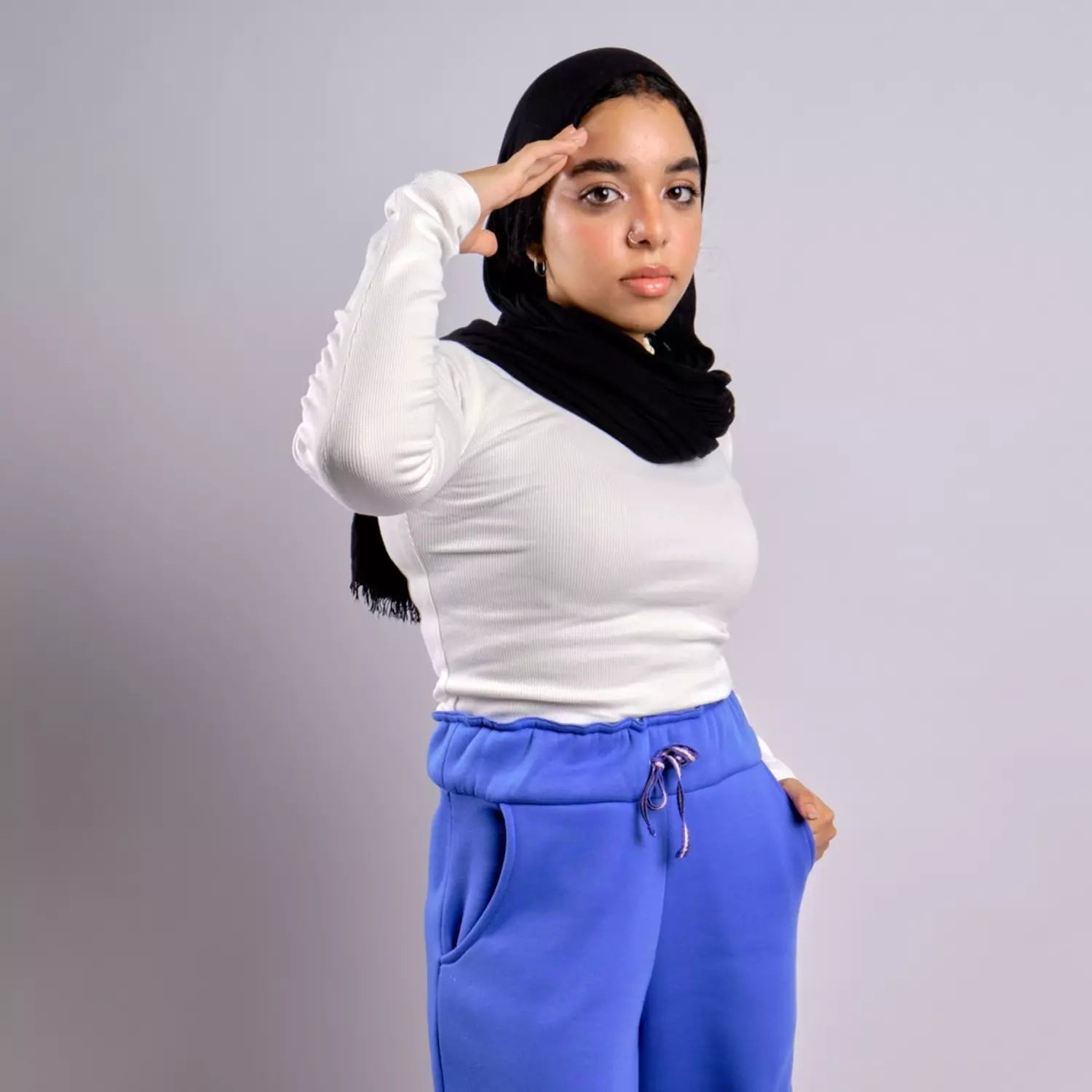 Crew neck basic ribbed top