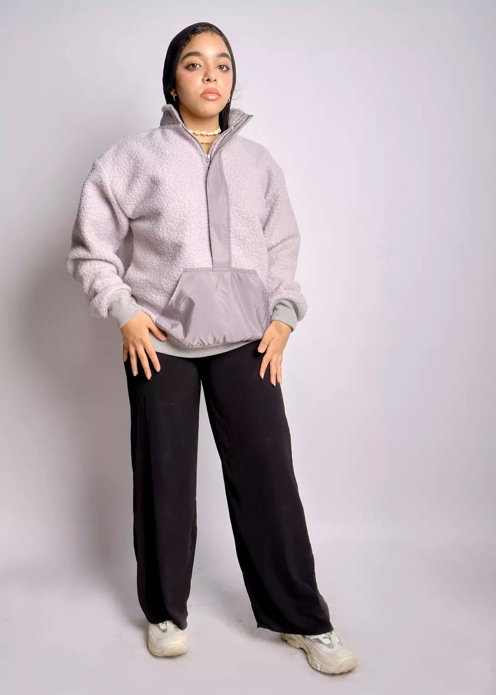 oversize half-zipped  sweatshirt