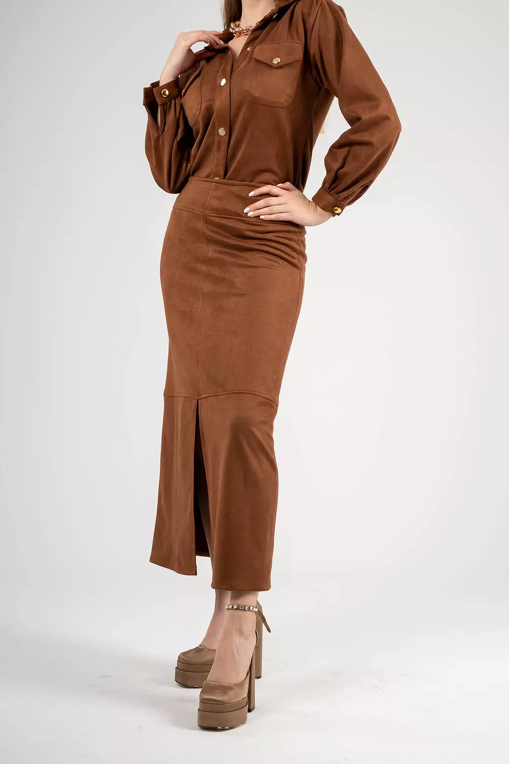 Luxe Suede Midi Skirt