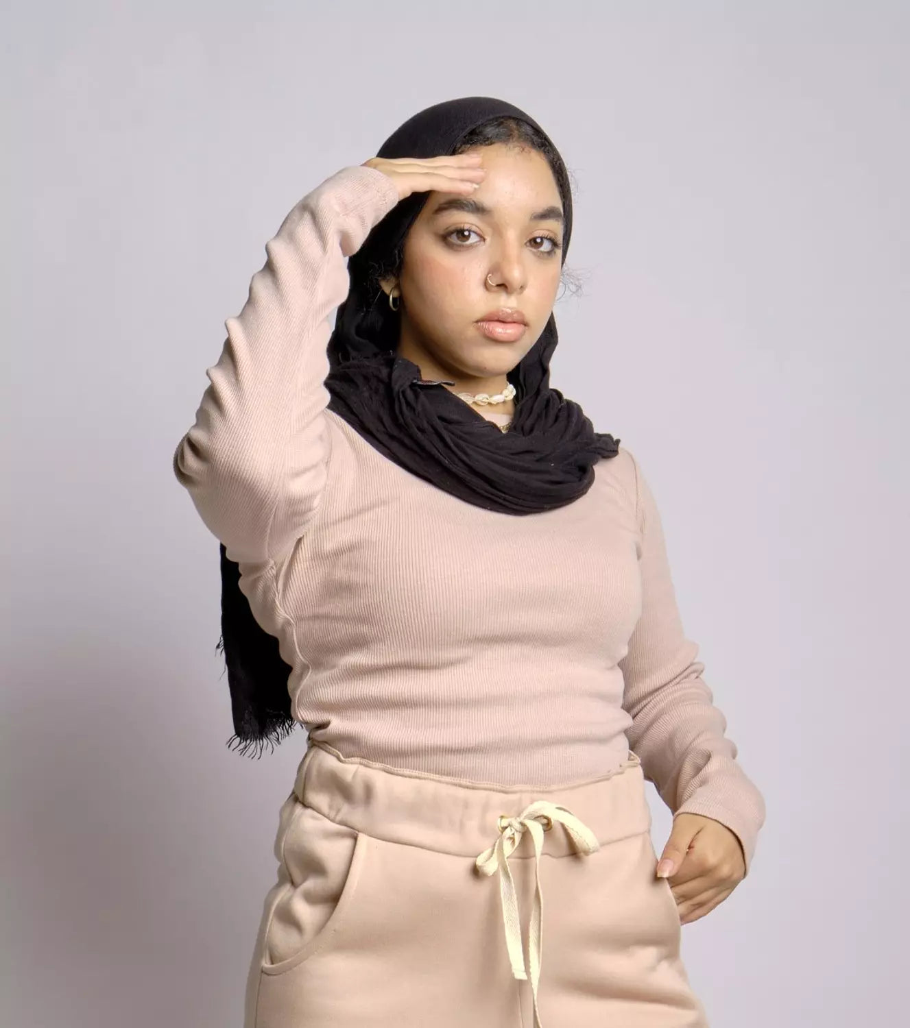 Crew neck basic ribbed top