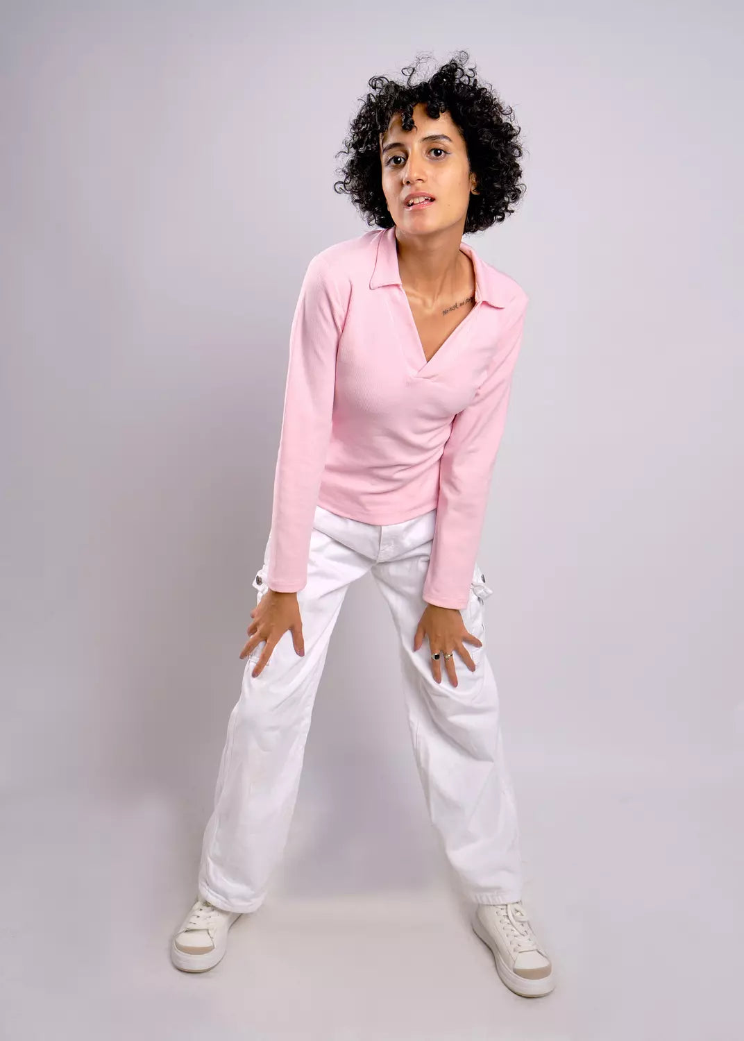 V-NECK basic ribbed top