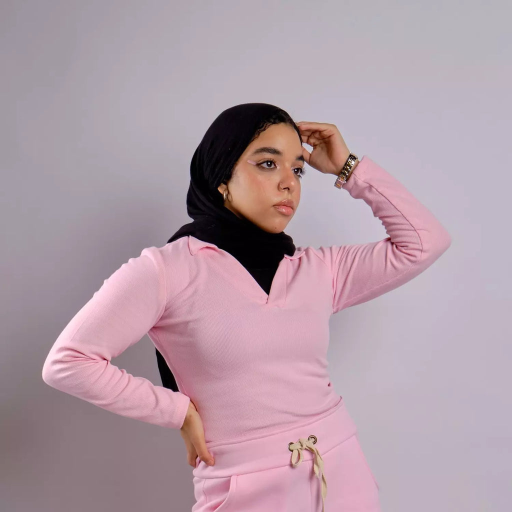 V-NECK basic ribbed top