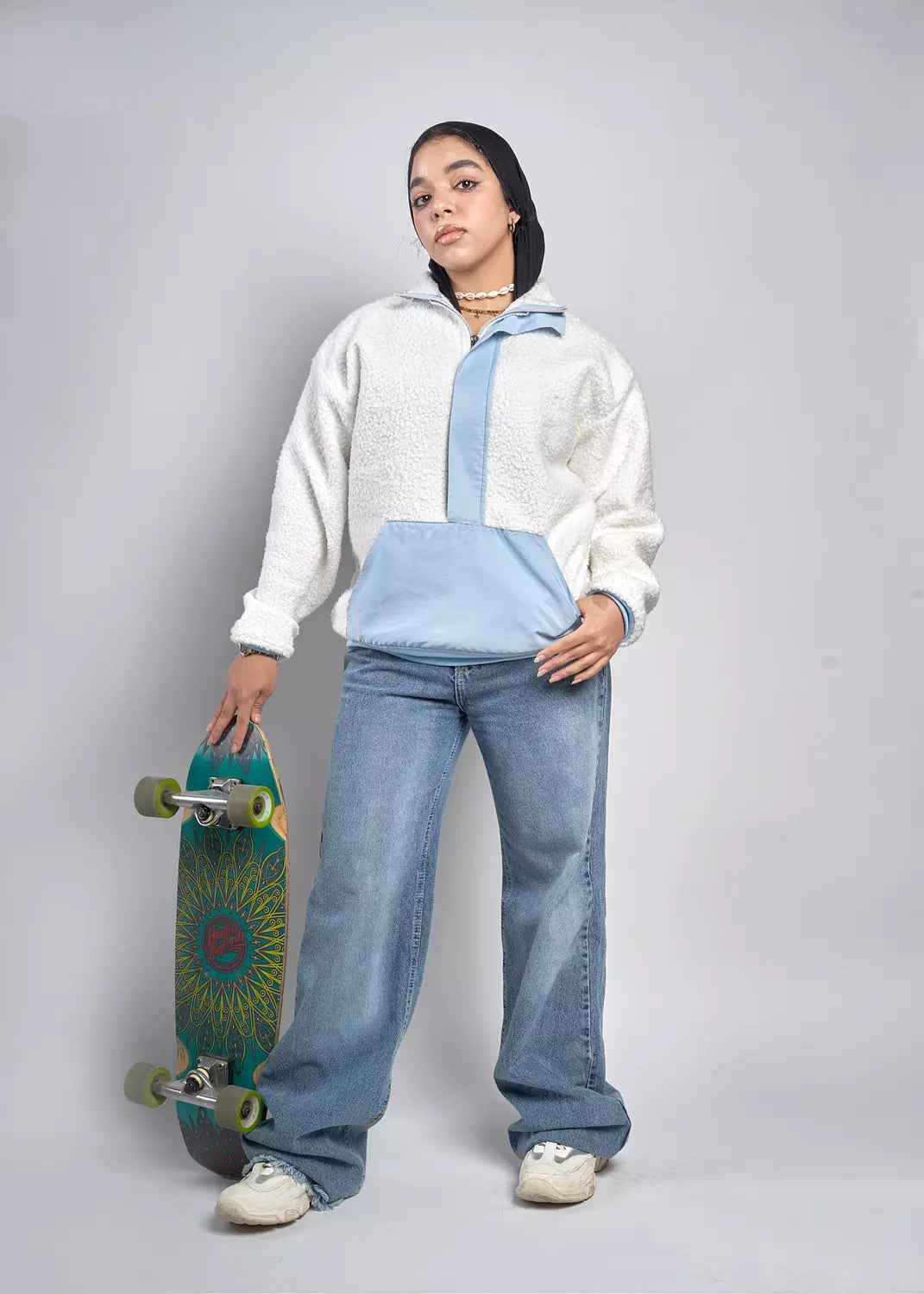 oversize half-zipped  sweatshirt