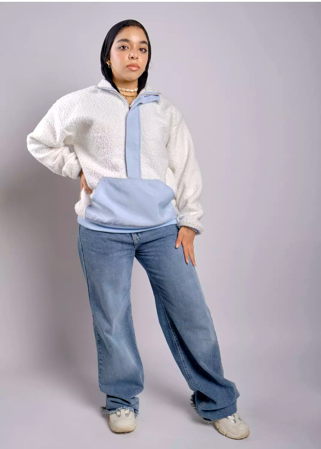 oversize half-zipped  sweatshirt