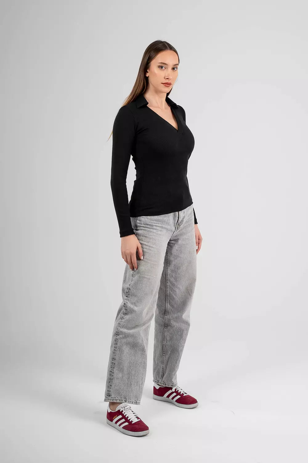 V-Neck Ribbed Top