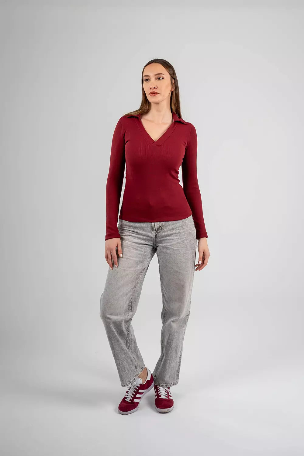 V-Neck Ribbed Top