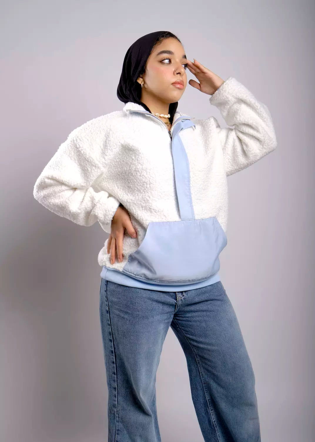 oversize half-zipped  sweatshirt