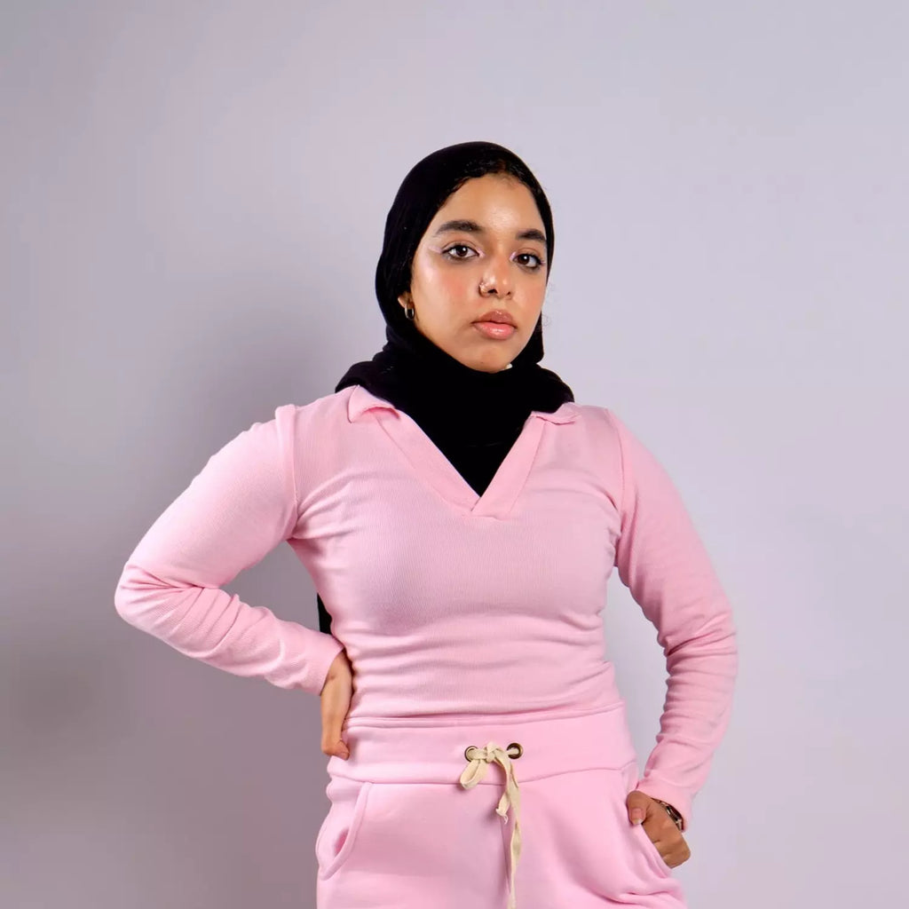 V-NECK basic ribbed top