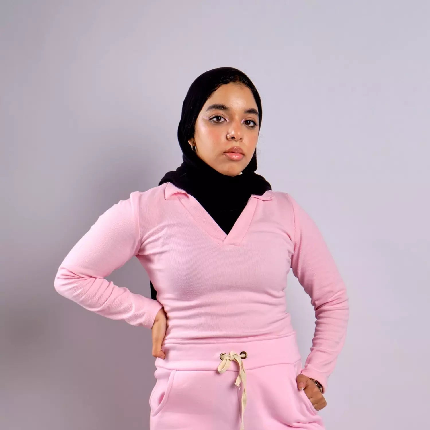 V-NECK basic ribbed top