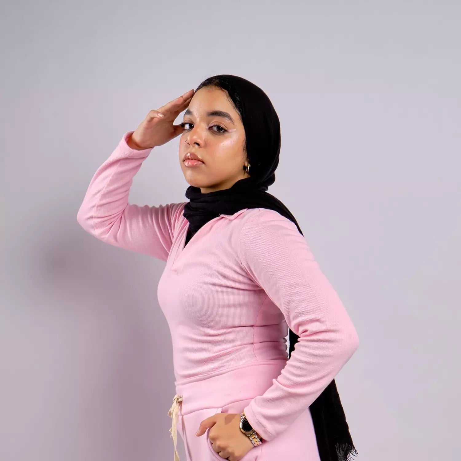 V-NECK basic ribbed top