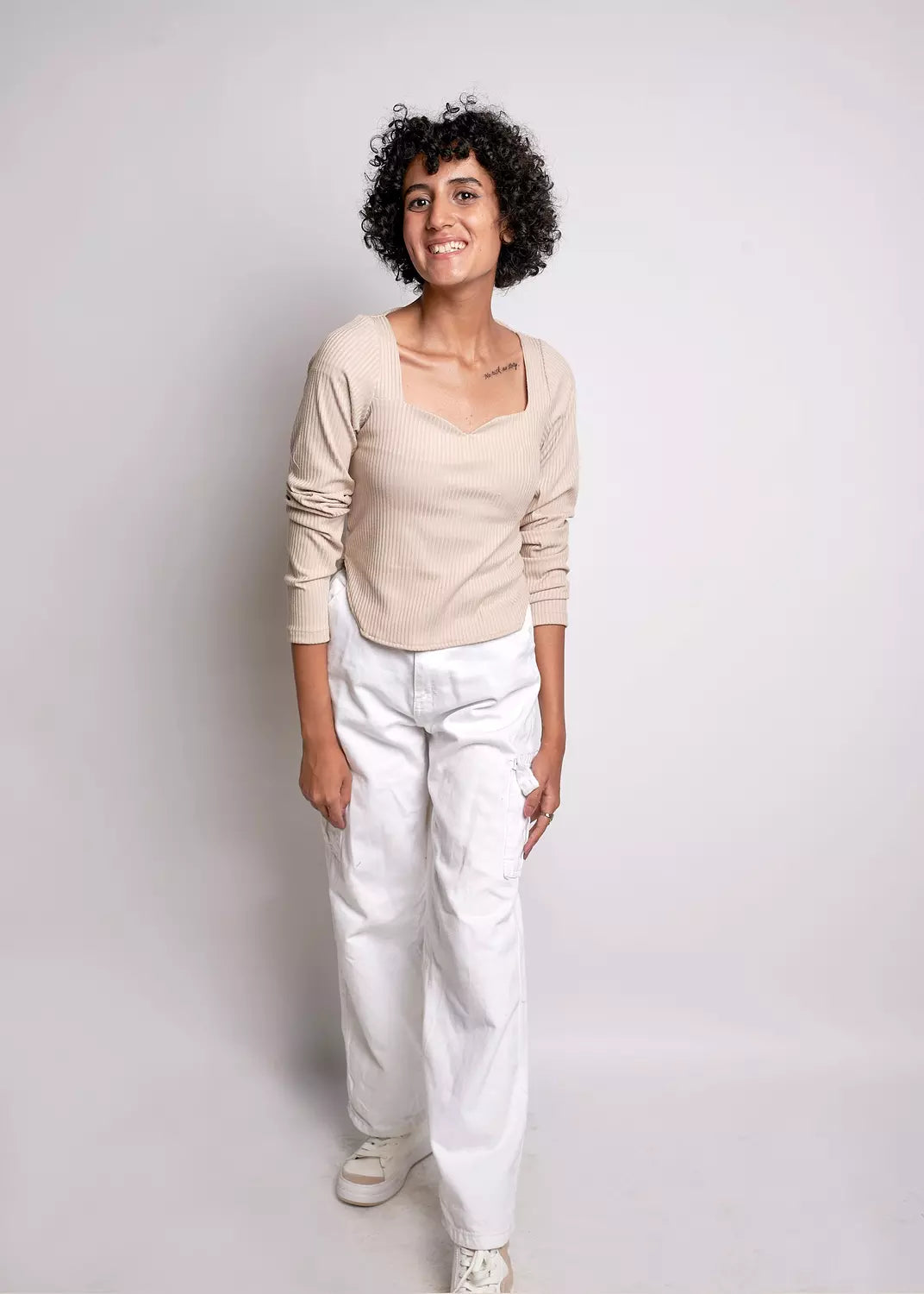 squared-neck basic ribbed top