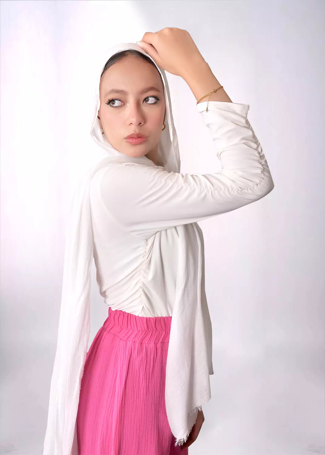 Side-Ruched Sleeve Top