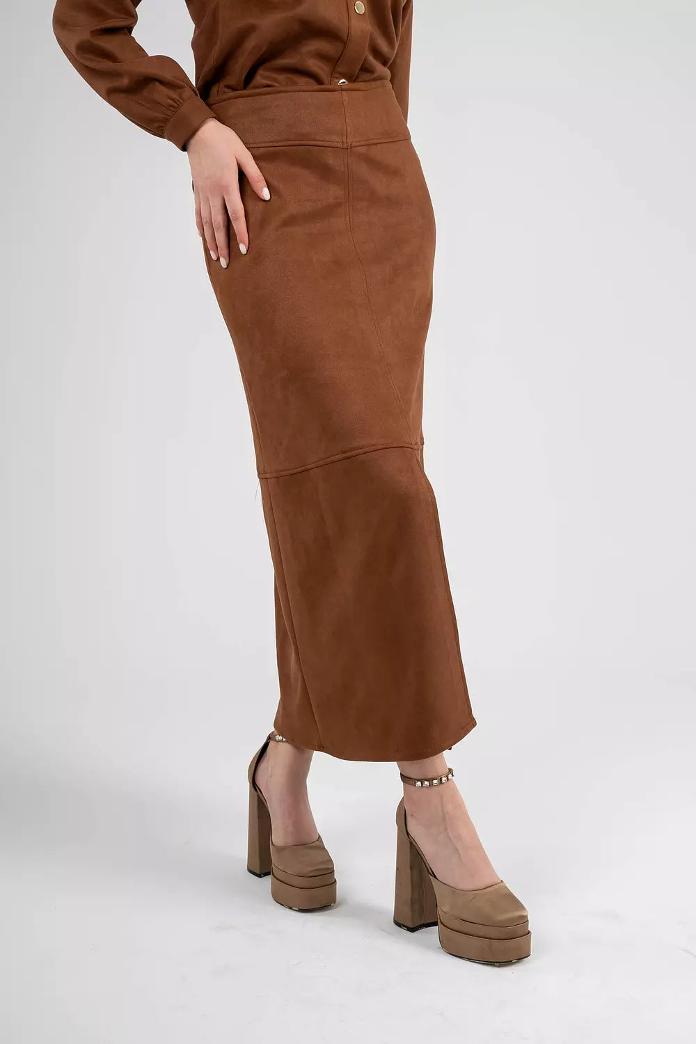 Luxe Suede Midi Skirt