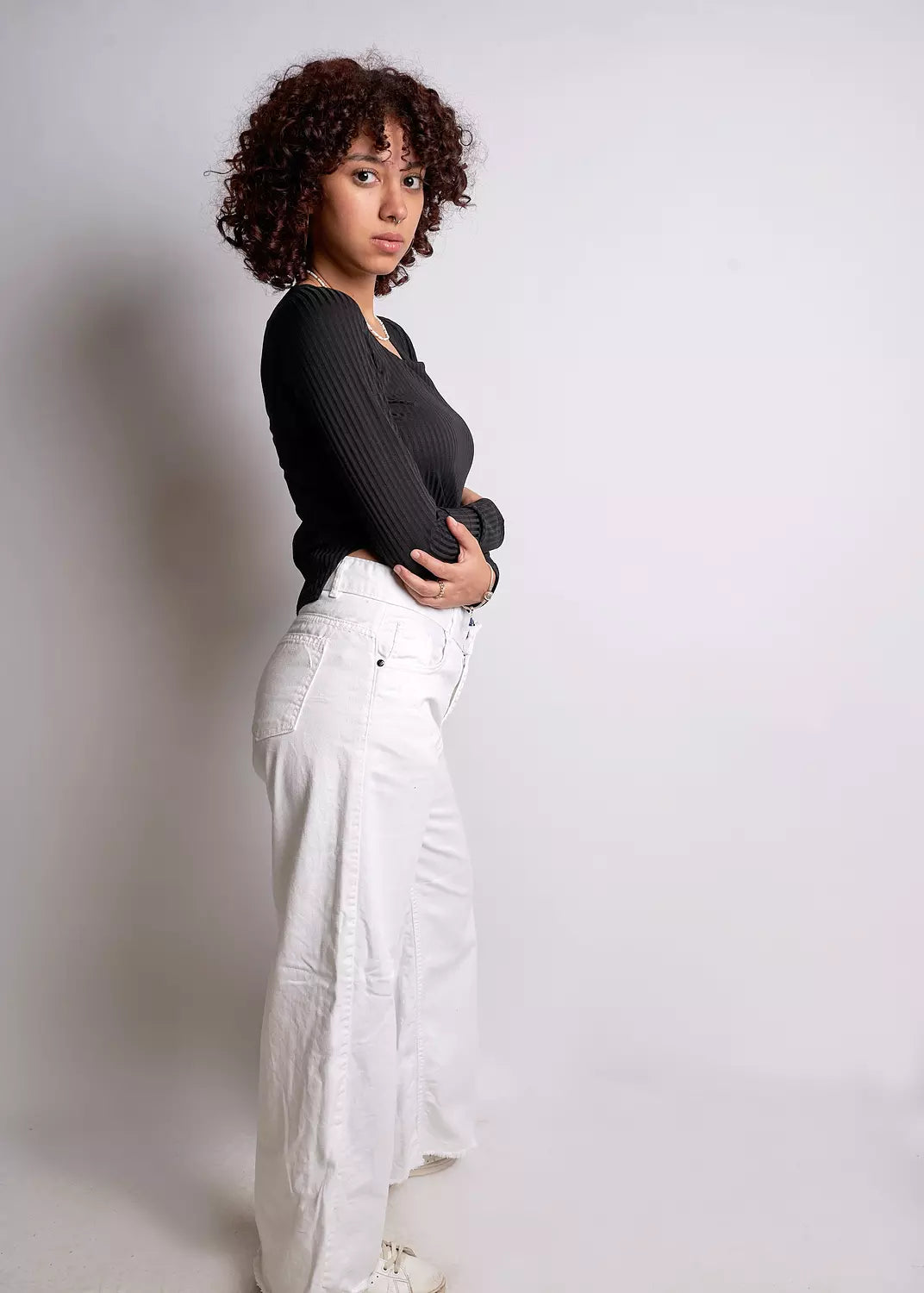 squared-neck basic ribbed top